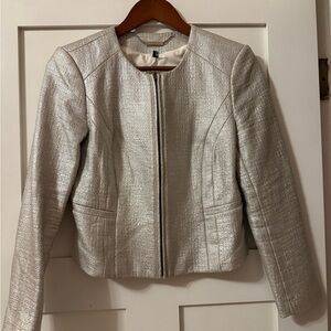 White House Black Market Silver Quilted Blazer